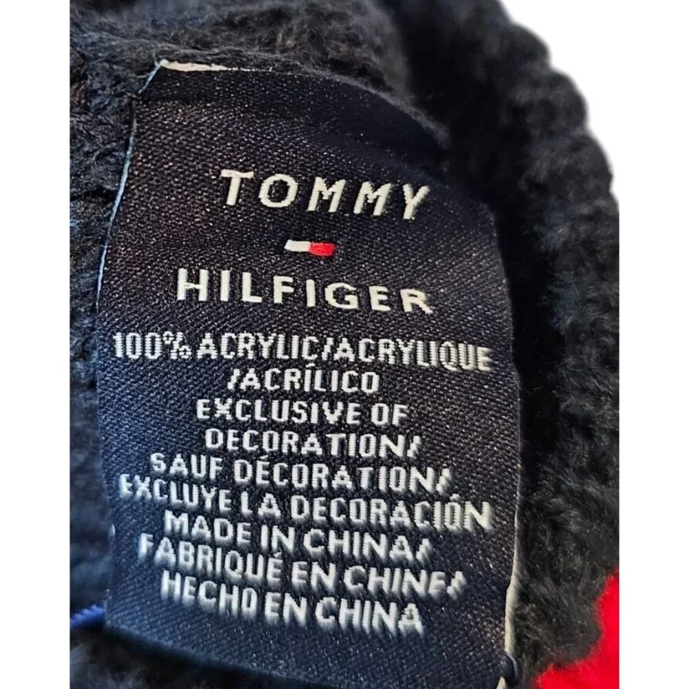 Tommy Hilfiger Acrylic Mittens Womens Blue Red White NWT Designer One Size NEW